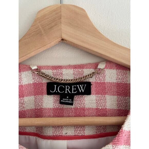 J. CREW Louisa Lady Jacket in Pink Gingham Terry Tweed Size 8 - Picture 7 of 12